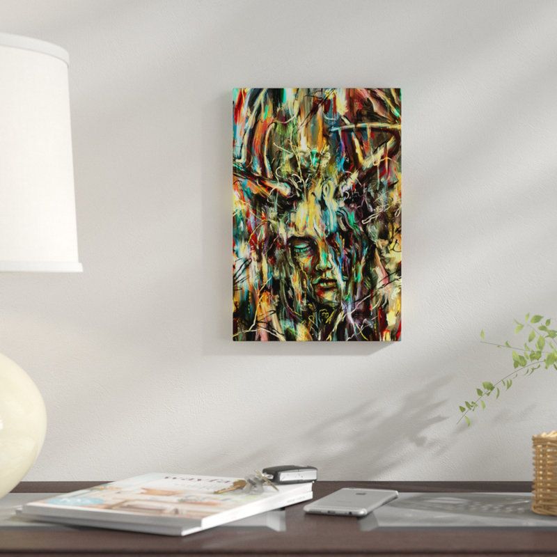 «Villain», reproduction d'impression sur toile, H 18 po x l 12 po x P 1,5 po, Toile tendue, Blanc