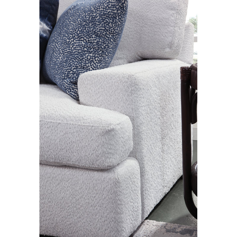 Cambria Upholstered 97'' Sofa, Java Finish, Snow Crypton Performance; 0884-91