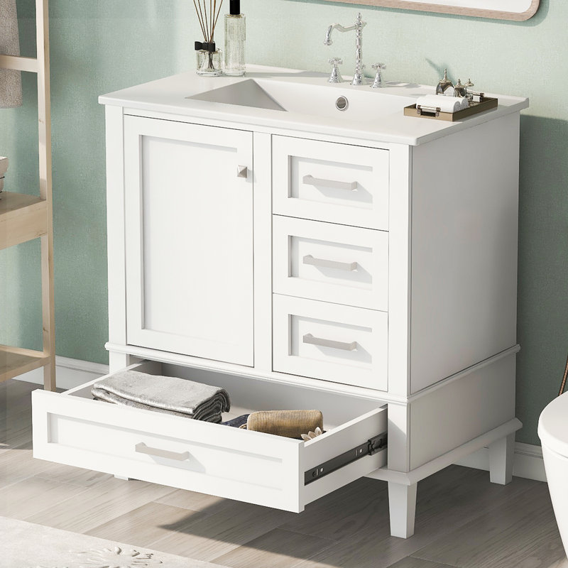 Bathroom Cabinet with Sink Combo Set, White