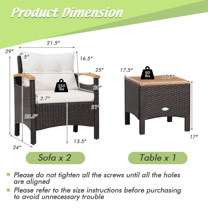 Andrnico 3 Piece Seating Group with Cushions