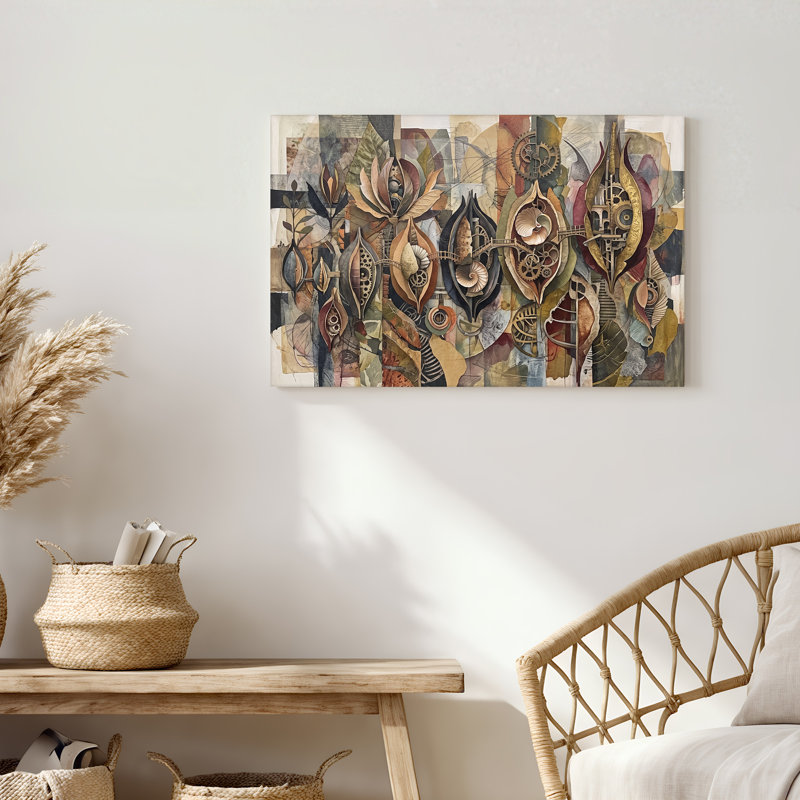 Art mural sur toile, feuilles et coquillages, H 12 po x l 18 po