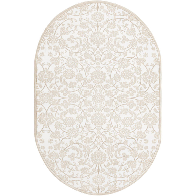 Tapis traditionnel Emigdio couleur nuage, Ovale 5 pi 3 po x 8 pi