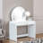 Makeup Vanity Table With Touch Screen Lighted Mirror, Dressing Table With A Drawer And Curved Edges