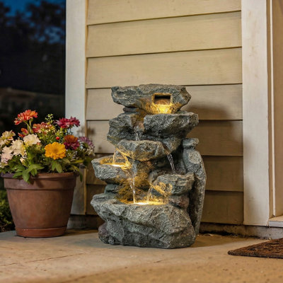 Outdoor Fountain with Lights