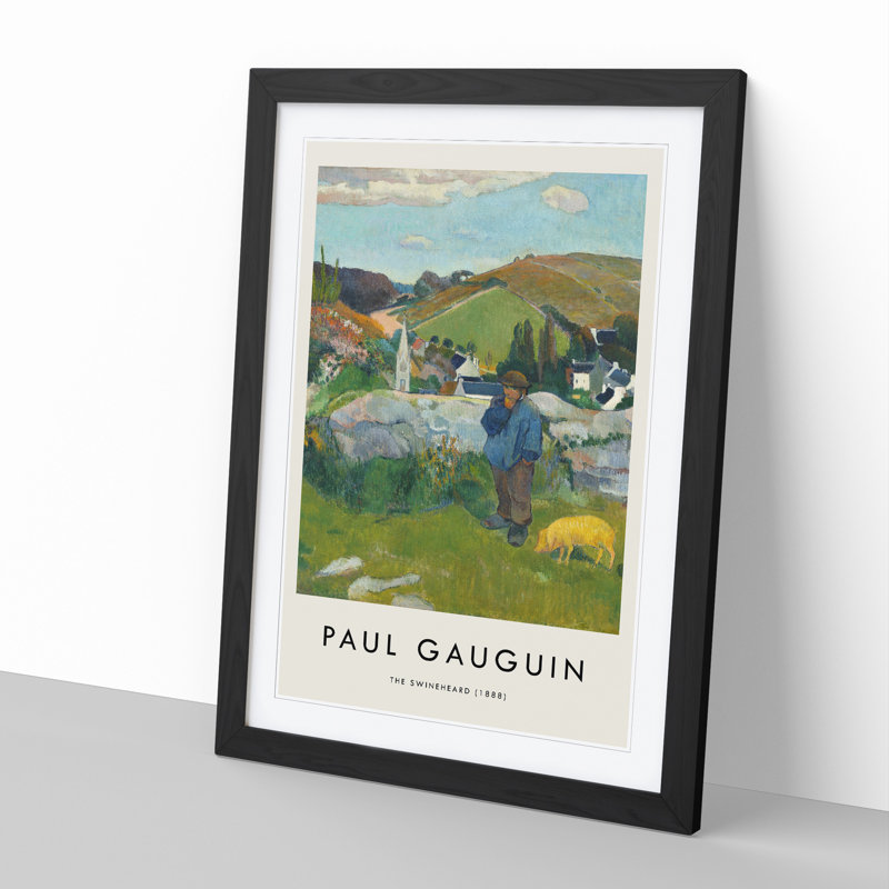 The Swineherd by Paul Gauguin - Picture Frame Painting, 65cm H x 48cm W x 2cm D, Black Framed