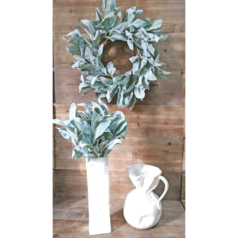 Handcrafted Faux Lambs Ear Silk 21'' Wreath