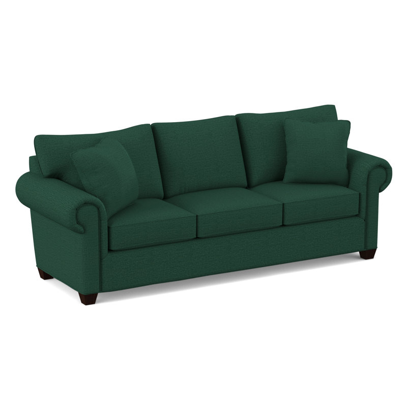 Grace 86" Round Arm Sofa with Reversible Cushions, Antic Jade