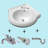 The Renovators Supply Inc. 21.5'' White Porcelain U-Shaped Bathroom Sink with Faucet and Overflow