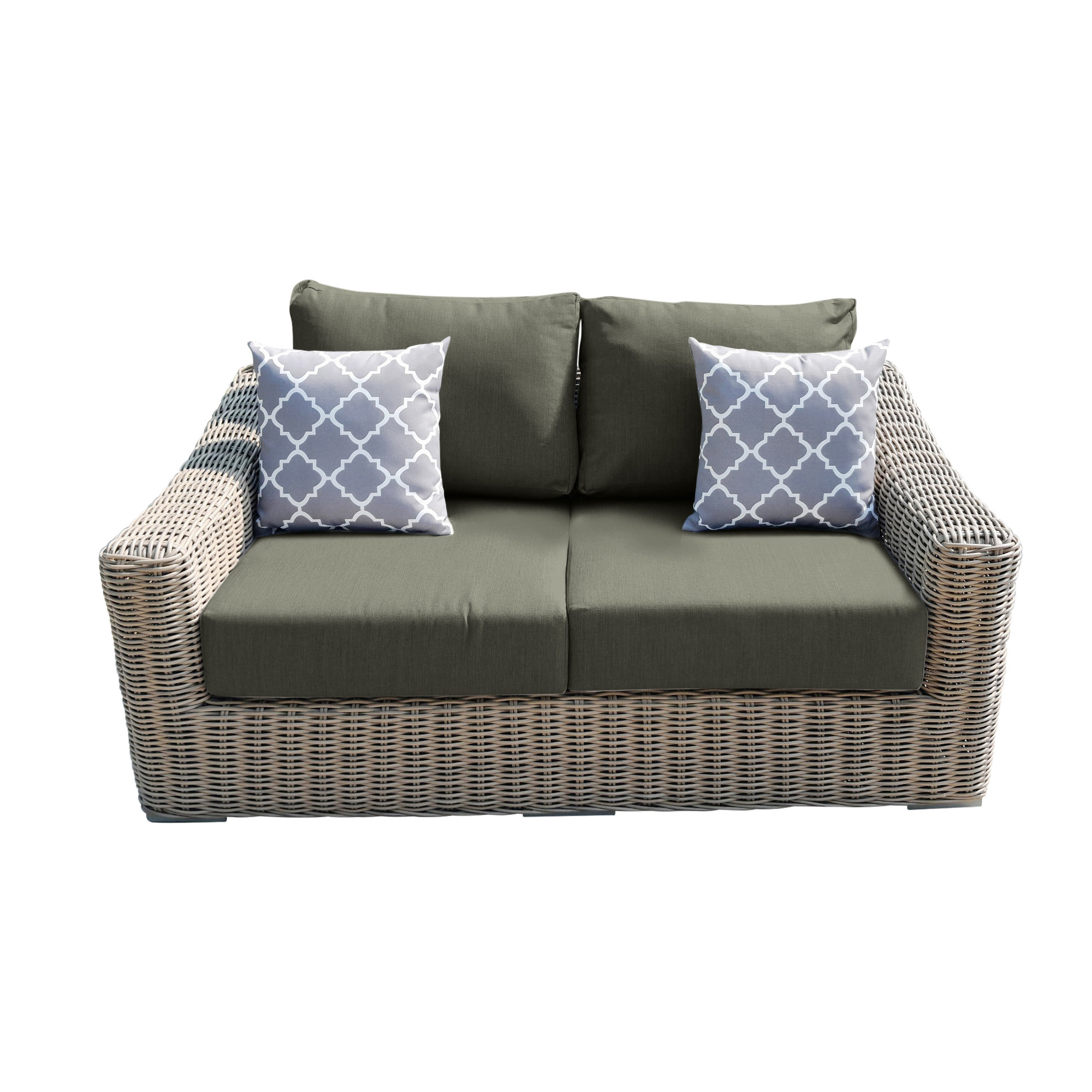 Sommerville 66.9'' Wide Wicker Loveseat with Cushions, Gray