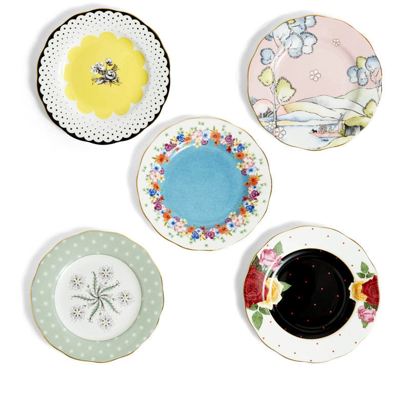 Assiette 100 ans Royal Albert 20 cm 7,9 po, 1920 - 1960, ensemble de 5