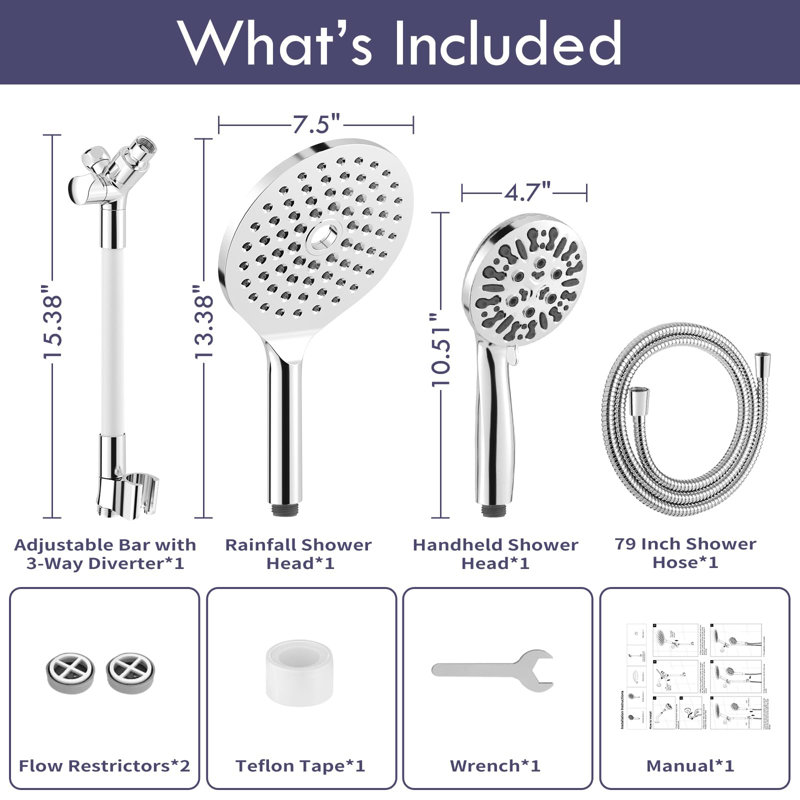 Dual Shower Heads With Handheld Spray Combo, Chrome