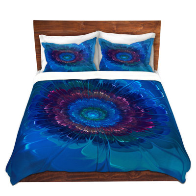 Housse de couette en microfibre bleu / mauve 