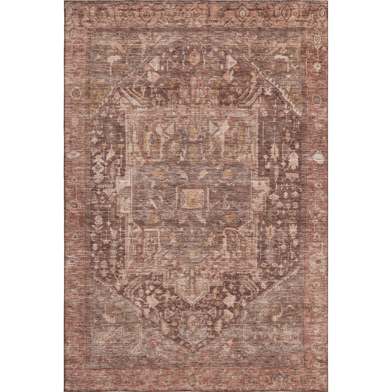 Premium Machine Washable Larock AMF1240 Medallion Rug, Rectangle 10' x 14'