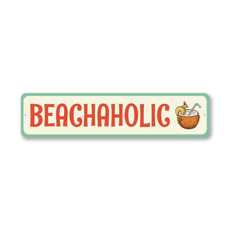 Enseigne Beachaholic Aluminium, H 6 po x l 24 po x P 0,06 po