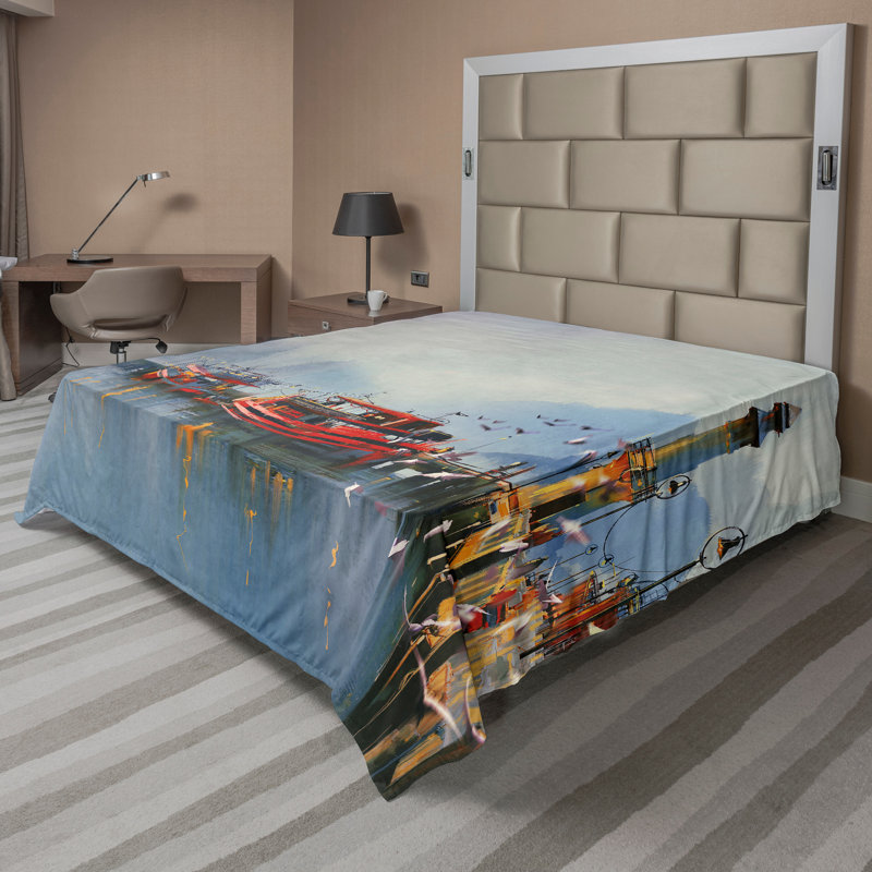Multicolore Ambesonne, Drap plat pour très grand lit californien