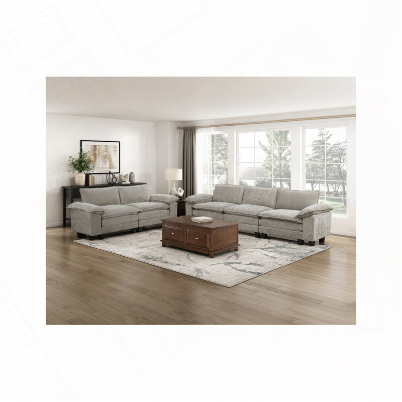 Causeuse en tissu d'ameublement en chenille, Gris brun