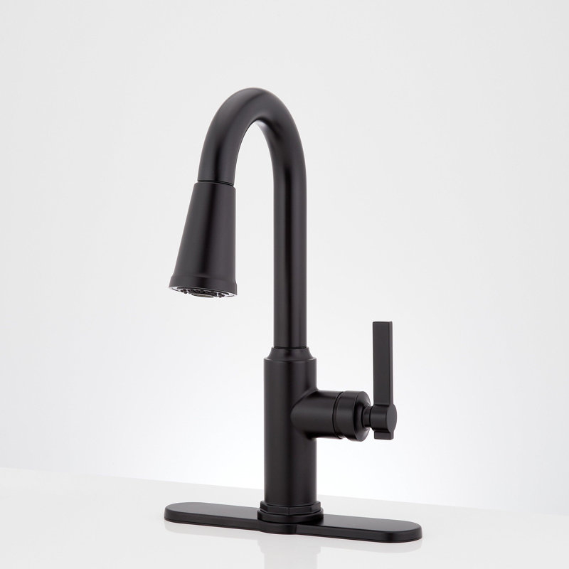 Greyfield Single Hole Pull Down Bar Faucet, Matte Black