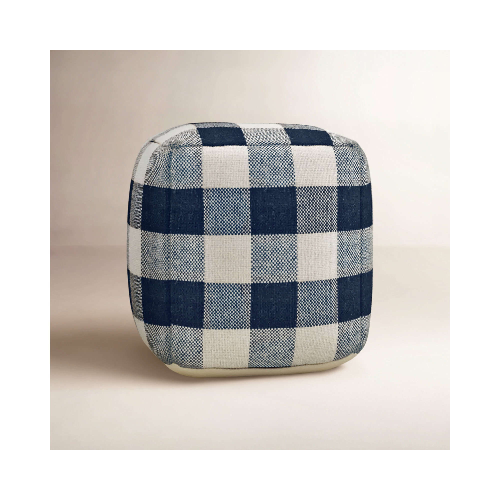 Guinda Upholstered Pouf, Navy Blue