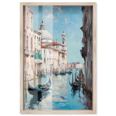 Décoration murale de cuisine Canal Clarity Shadowbox par Art Remedy, cadre blond, 31 x 46