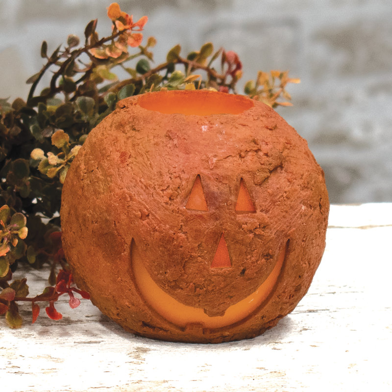 Bougie à gâteau Jack O Lantern, 4 po x 4 po sans flamme, Orange