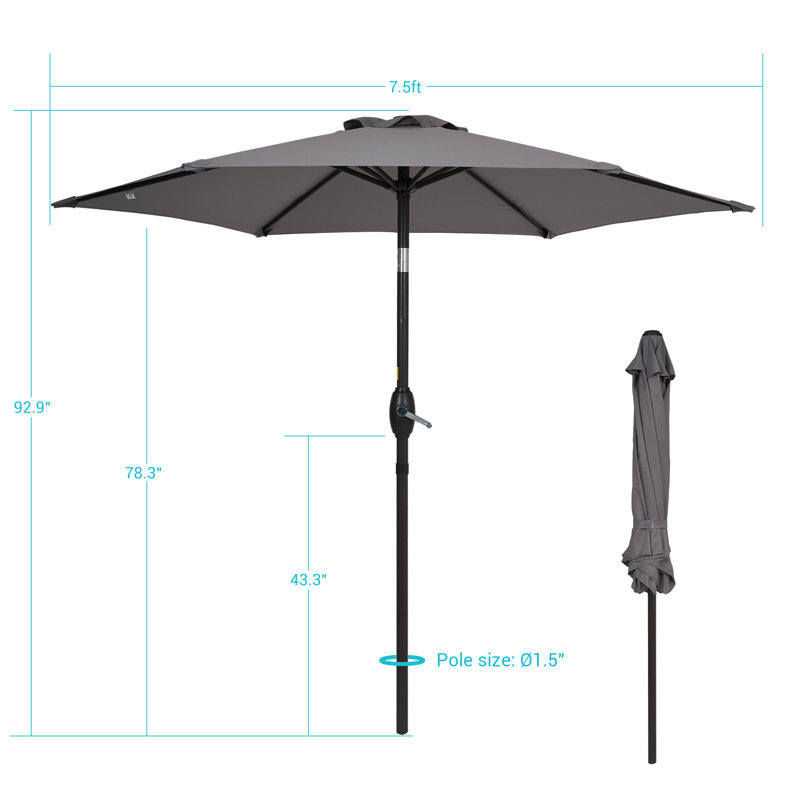 Parasol de marché 90 po Daljeet, Gris
