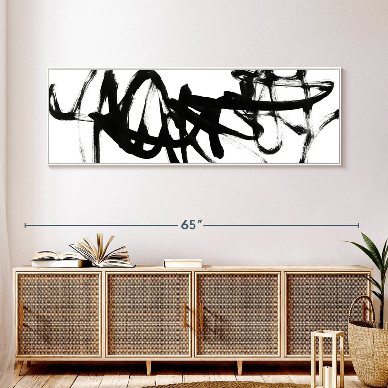Blanc à noir Higley V, 57" X 19", Floating Frame White