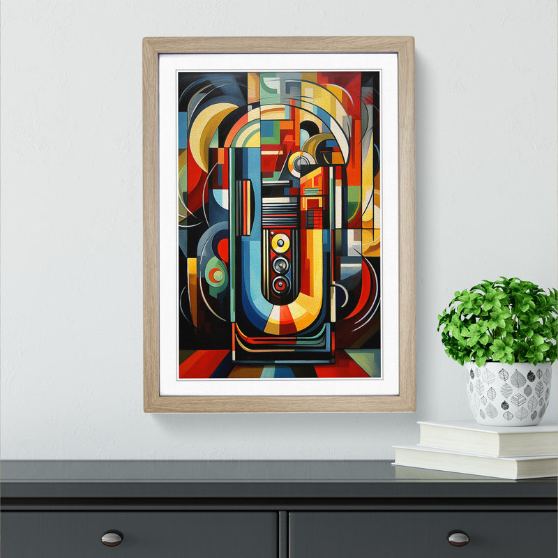 Jukebox Cubism - Framed Print, Oak , 46cm H x 34cm W x 2cm D