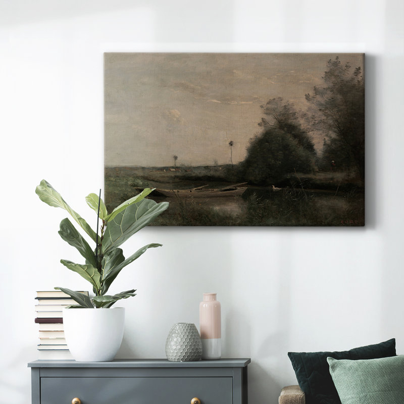 Paysage rétro - toile encadrée galerie encadrée, Toile tendue, H 9 po x l 13 po x P 1,5 po