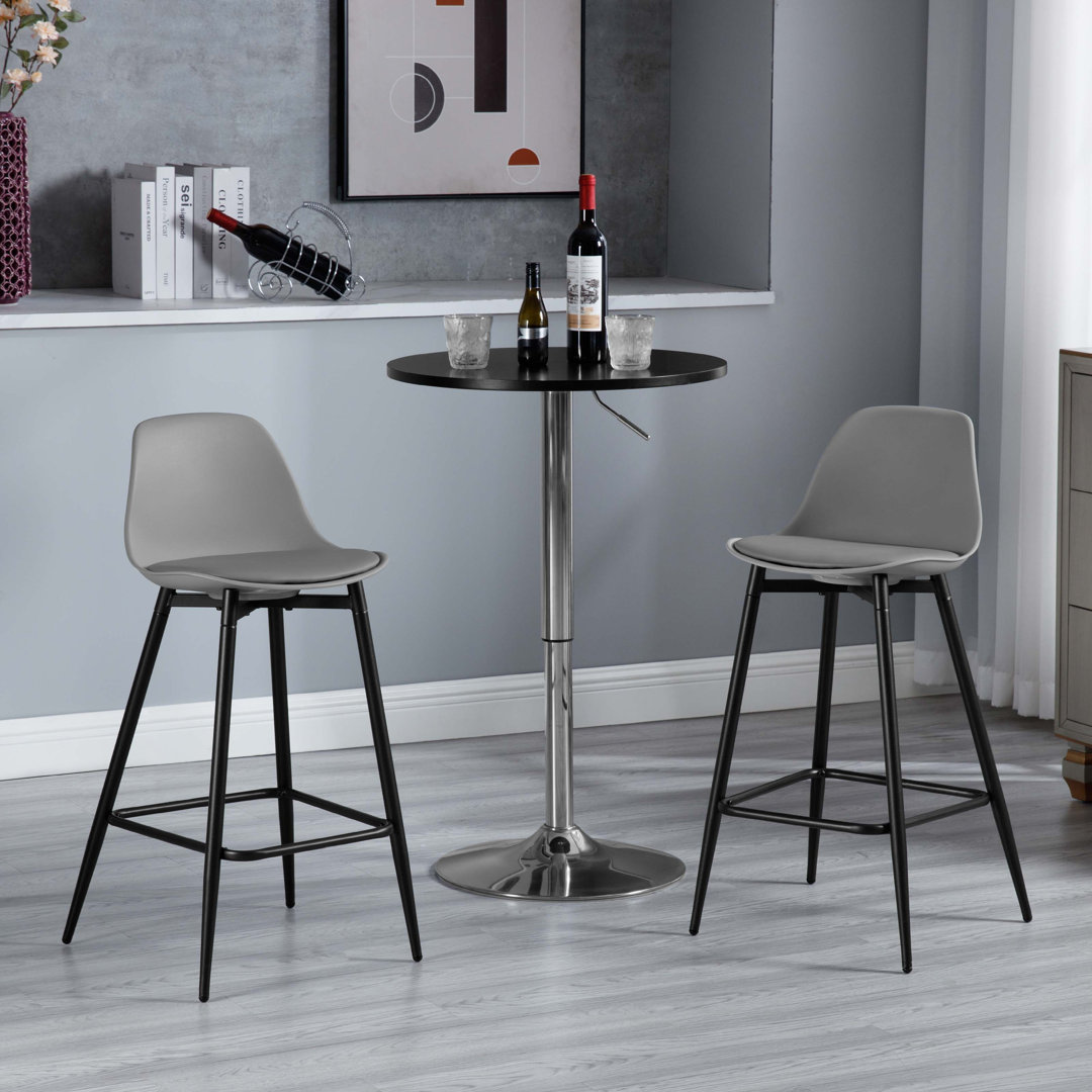 Bar Stools Set of 2, Breakfast Bar Stools, Kitchen Stools with Back, with Cushioned PP Seat and Metal Frame with Footrest, white