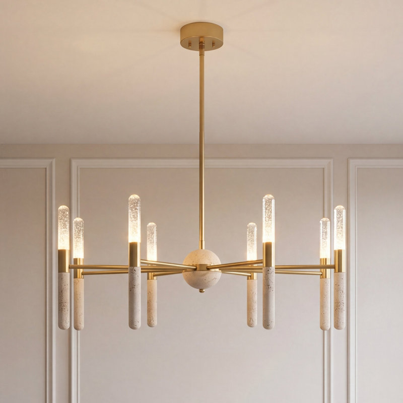 8-Light Chandelier in Warm Brass, Warm Brass