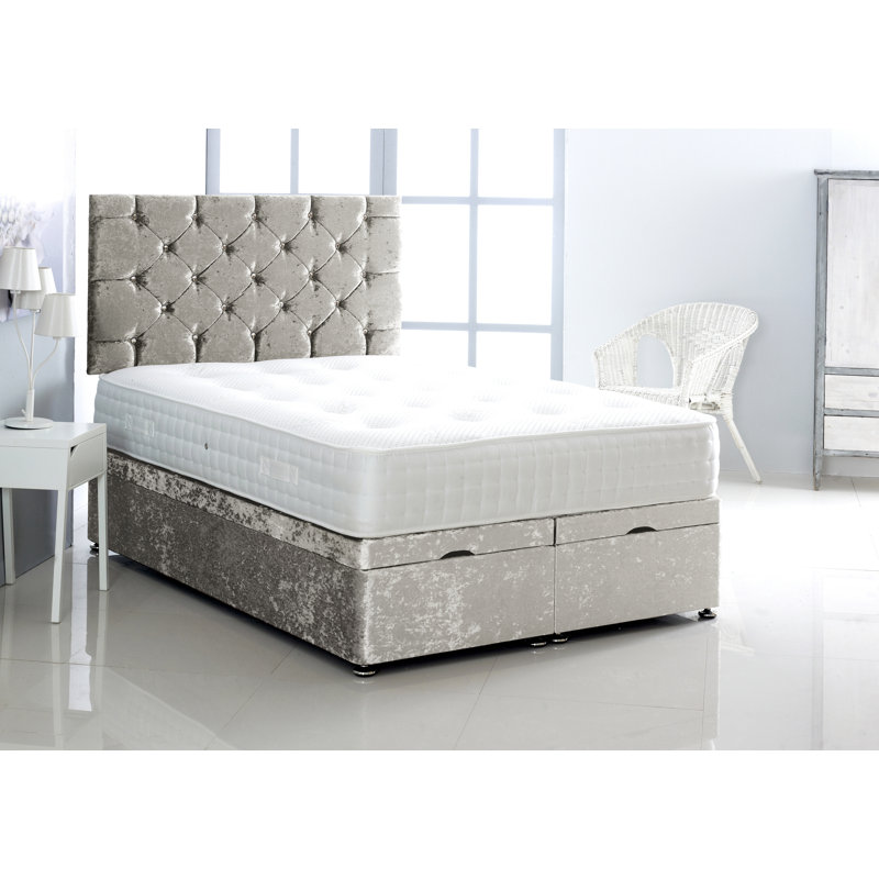 Marisol Upholstered Ottoman Storage Bed, Silver, Small Double (4')