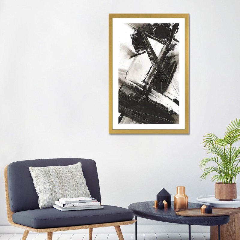 « Diagonal Matrix II » par Ethan Harper, reproduction d’art, Papier encadré doré, Blanc, H 32 po x l 24 po x P 1 po
