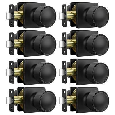 Poignées de porte noires pour garde-robe, poignées de porte carrées noires mates pour l'intérieur, poignées de porte noires pour couloir et placard (paquet de 8)