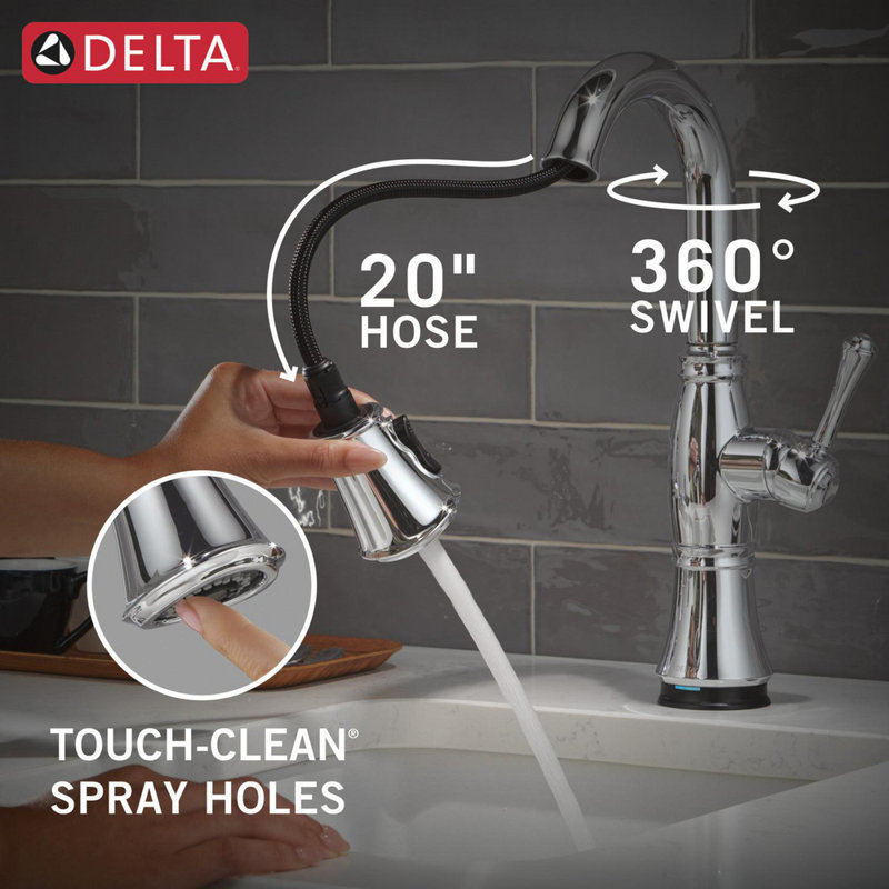 Cassidy Touchless Pull Down Bar Faucet with Touch Technology, Lumicoat  Chrome