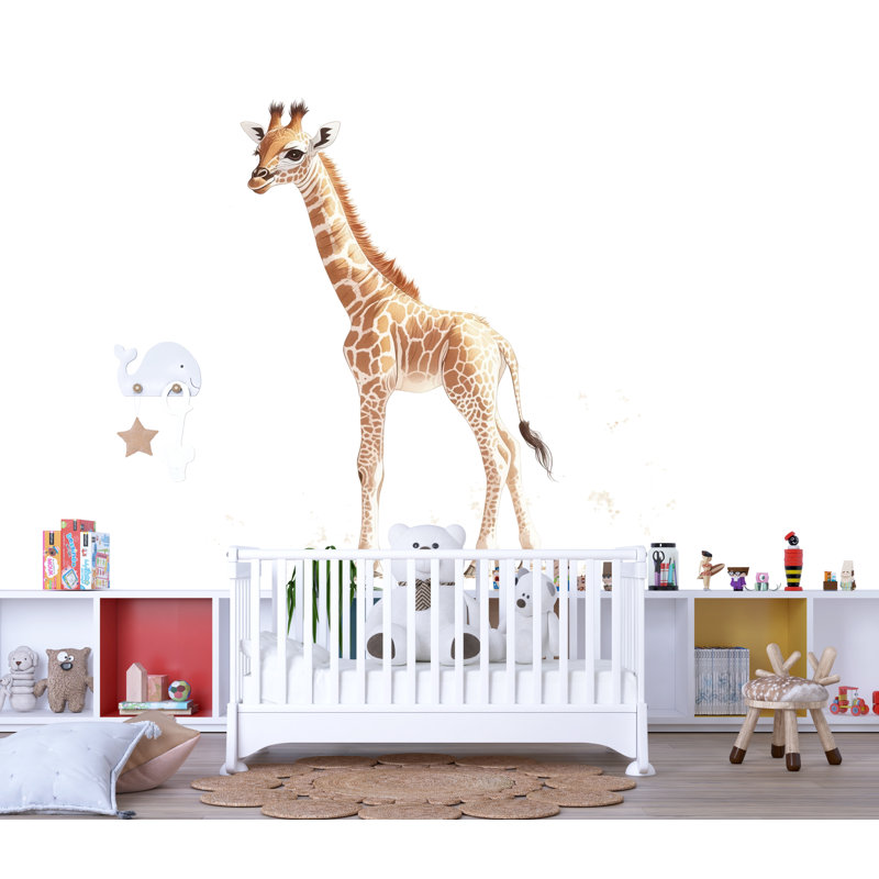 Art mural bébé girafe, décor de chambre de bébé girafe neutre, art de chambre pour enfants safari 163Mv, H 65 po x l 34 po