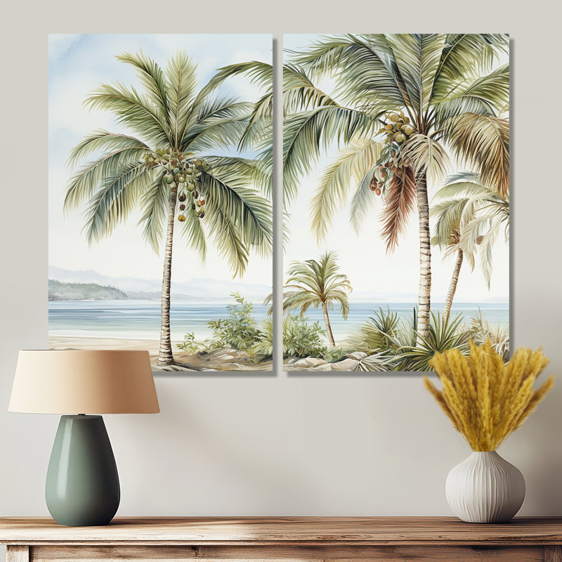 Palmiers sur la plage - décoration murale traditionnelle, H 36 po x l 48 po, Toile tendue, Ne s’applique pas