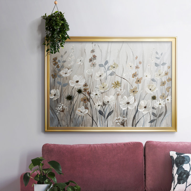«Misty Meadow Field», reproduction d'art sur toile, H 18 po x l 26 po x P 1,5 po, Or