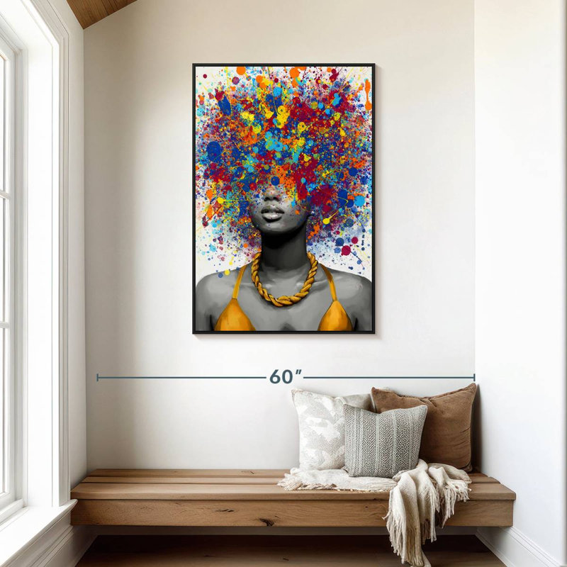 Afro Pop II, Cadre flottant noir, 29 po x 43 po