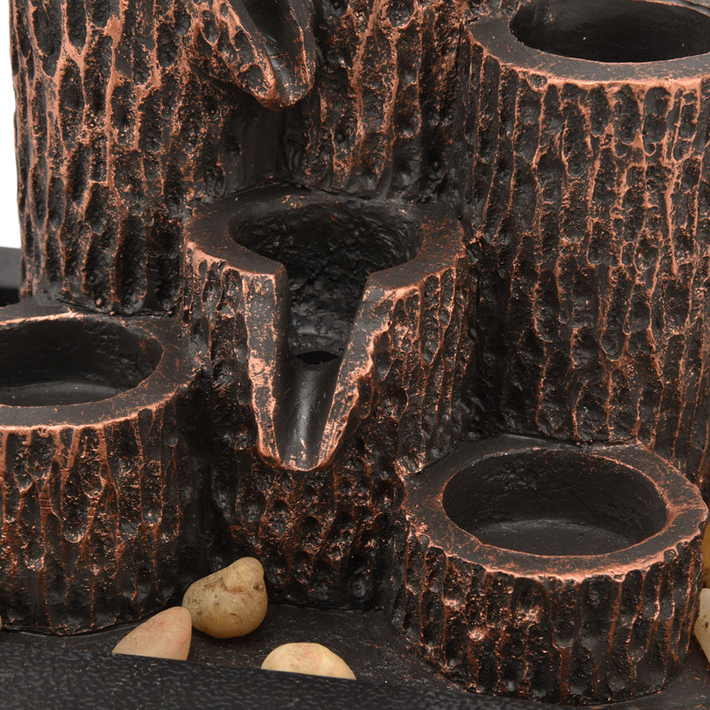 Fontaine de table avec lumières à DEL 3 étapes fontaine de chutes de bois mort à l'intérieur pour bureau Home DecorUS Plug 110V