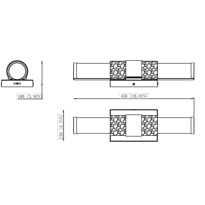 Meuble-lavabo 1 lumière Atchley, Nickel brossé, H 4,75 po x l 18 po x P 4 po
