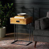 Table d'appoint en bois de manguier en forme de C