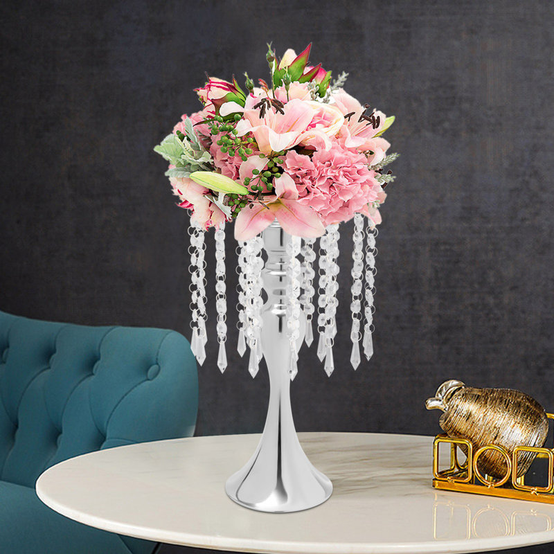 Centres de table de mariage à support floral Tec Pura, Argent, H 13,8 po x l 7,9 po x P 7,9 po