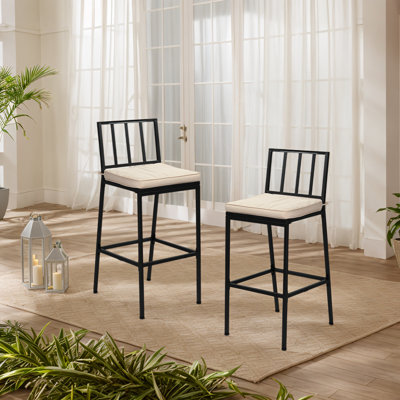 40.5 In.H Steel Bar Chair Set With Cushions(Set Of 2) by Ebern Designs