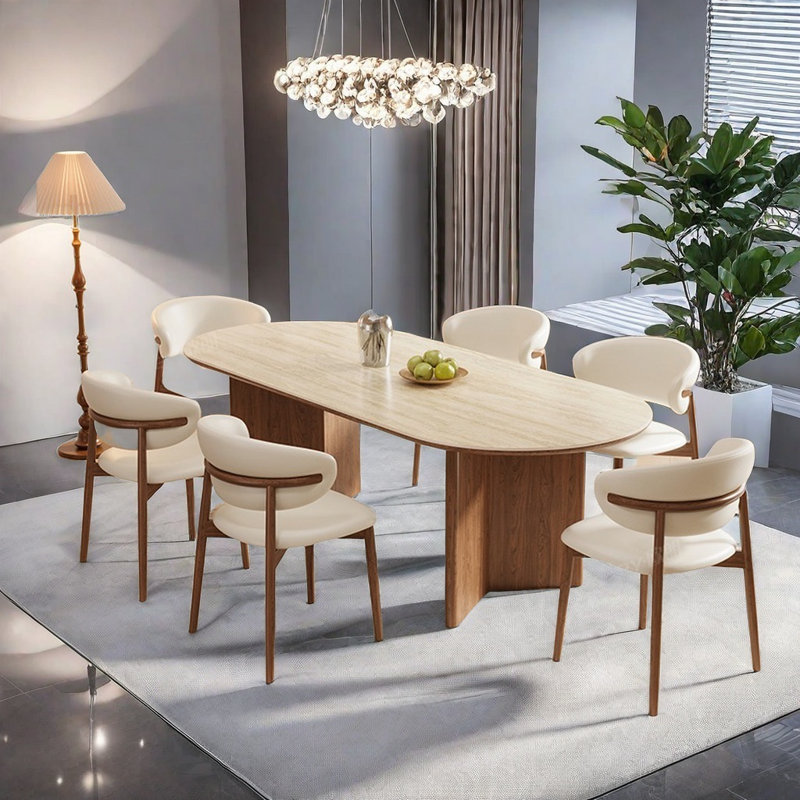 Durable dining table and chair set., 29.52"H x 55.11"L x 31.49"W
