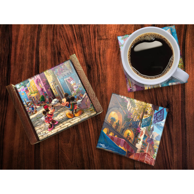 (Symboles) Ensemble de sous-verres en verre Starfire, Disney / Mickey et Minnie au Mexique