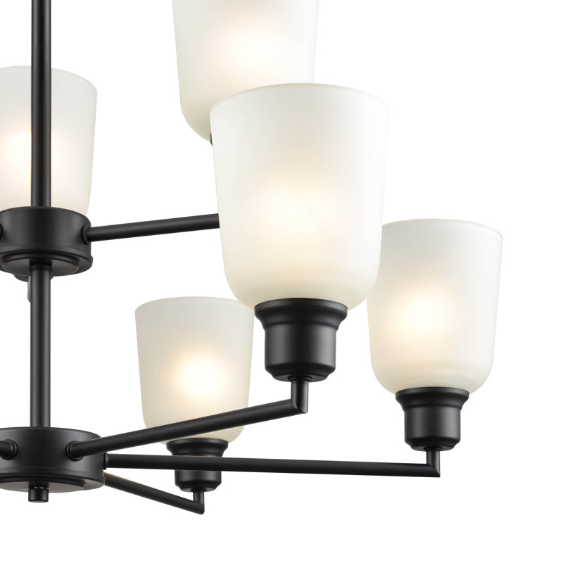 9 lumières 29,25 po Lustre noir mat