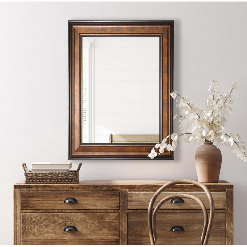 Ukiah Solid Wood Flat Wall Mirror, 28.75" H x 24.75" W