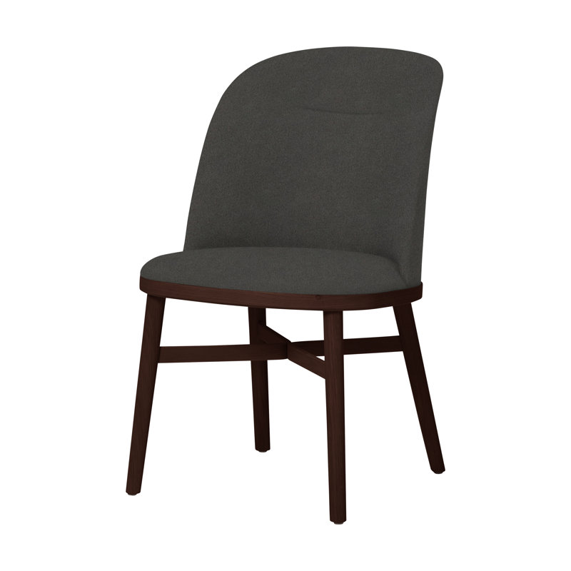 Bund Upholstered Dining Chair, Dark Brown Oak, Newcastle Black New 65
