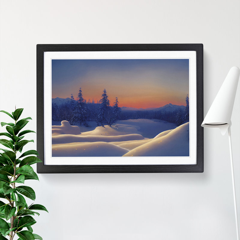 Winter Sunset Landscape Vol.1 - Framed Print, 34cm H x 46cm W x 2cm D, Black