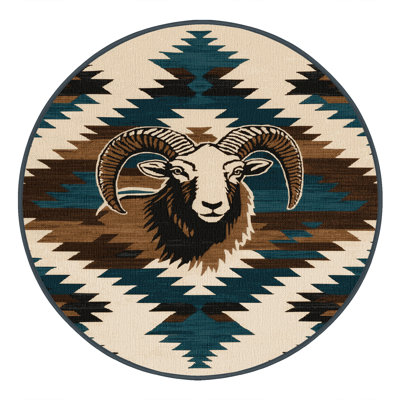 Washable Bighorn Sheep Southwestern Area Rug